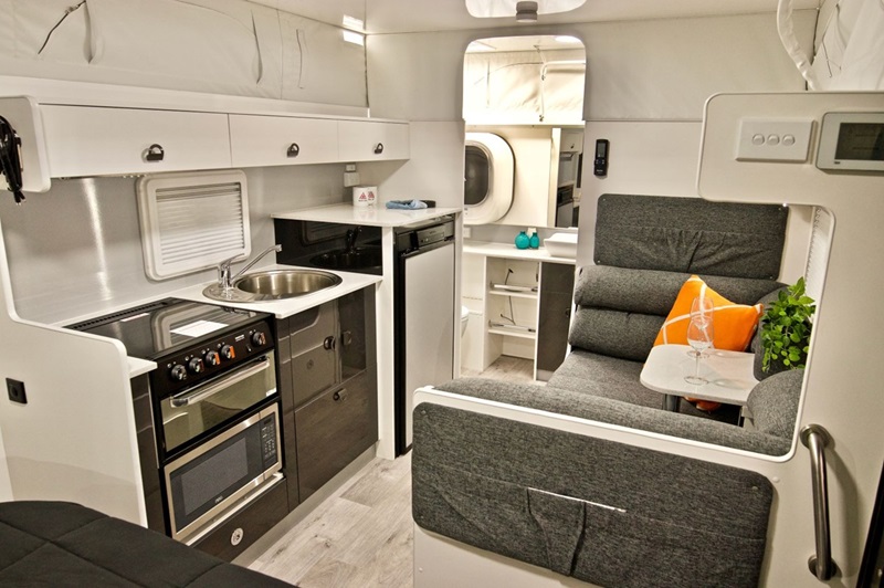 A well organized and put together furniture in a RV