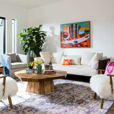 living room decorated with vibrant elements